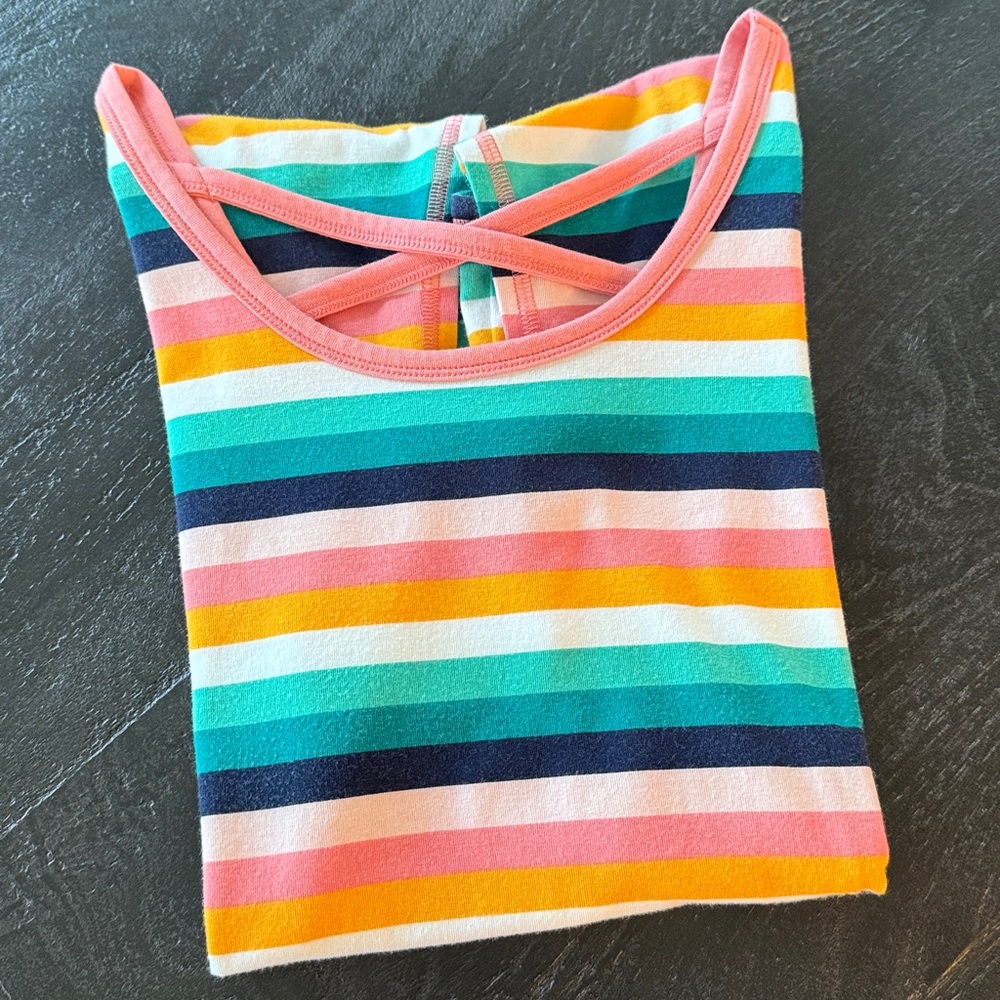 Talbots Short Sleeve Tee with Stripes and cross back